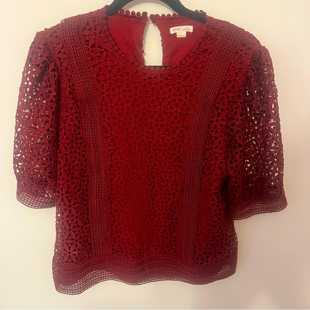 Burgundy Lace Blouse